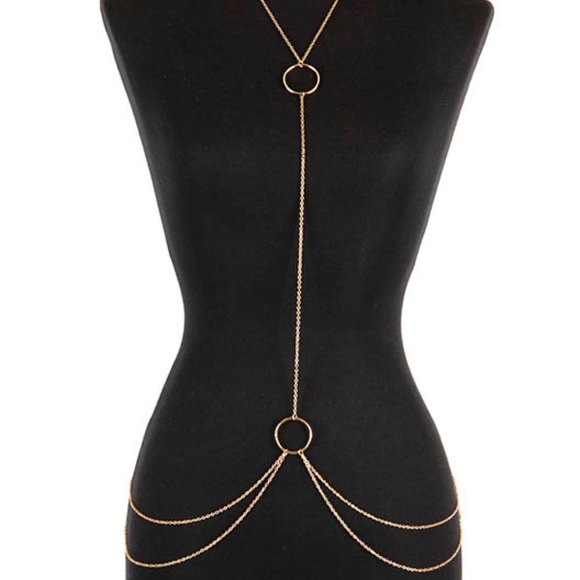 FashionWithAGlam Jewelry - Metal Ring Link Body Chain
